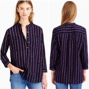 NWT J Crew Metallic Stripe Popver Top Sz. 10